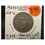 1950 Mexico 25C Coin