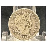 1914-P Barber Silver Dime