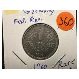 1960-J Germany 1 Mark Coin