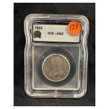 1822 Silver Capped Bust Quarter