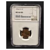 1954-D MS66 Red Lincoln Wheat Cent
