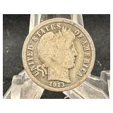 1913 Barber Silver Dime