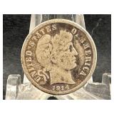 1914-D Barber Silver Dime