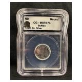 MS70 PL 1/10thoz .999 Silver Buffalo Certified
