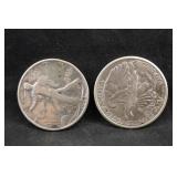 Lot of 2 Walking Liberty Silver Half Dollars