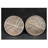 Lot of 2 Walking Liberty Silver Half Dollars