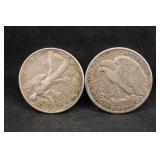 Lot of 2 Walking Liberty Silver Half Dollars