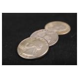 1952-P,D,S Washington Silver Quarter Set