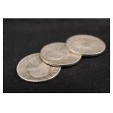 1943-P,D,S Washington Silver Quarter Set