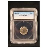 1955-S MS67 Roosevelt Silver Dime