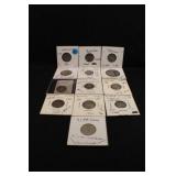 Lot of 13 Silver Foreign (Dime Sized) Coin