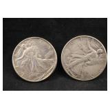 Lot of 2 Walking Liberty Silver Half Dollars