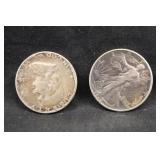 Lot of 2 90% Silver Half Dollars