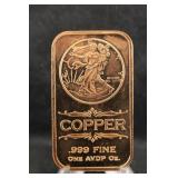 1oz .999 Copper Bar