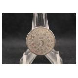 1867 Shield Nickel without Rays