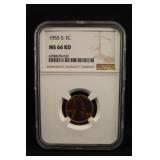 1955-S MS66 Red Lincoln Wheat Cent