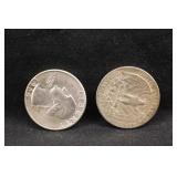 Lot of 2 Washington Silver Quarters