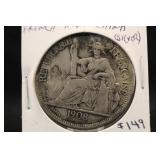 1908-A French Indo China 1 Piastre