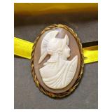 Roman Warrior Double Shell Cameo Brooch