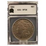 1893-P VF35 Certified Morgan Silver Dollar *Read