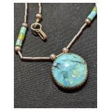 Sterling Pendant Turquoise Native American