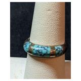 .925 Silver Turquoise Ring Sz 7