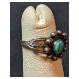 Silver Turquosie Ring Sz 3