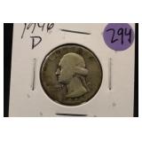 1946-D Washington Silver Quarter