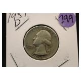 1951-D Washington Silver Quarter