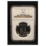 1955 PF67 Franklin Silver Half Dollar