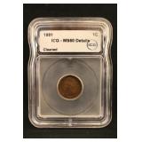 1881 Certified Uncirculated Indian Head Cent