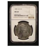 1881-CC MS62 NGC Morgan Silver Dollar