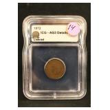 1872 Certified Indian Head Cent
