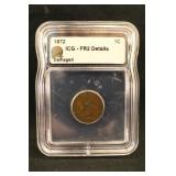 1872 Certified Indian Head Cent