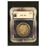 1914-P Certified Barber Silver Half Dollar