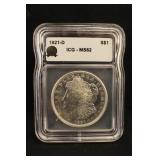 1921-D MS62 Morgan Silver Dollar