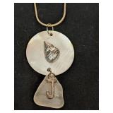 .925 Silver 24' Chain with Mother of Pearl & Se