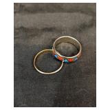 Two Unmarked Rings Sz 11 & 12.  Coral & Turquoise