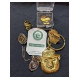 Smokey The Bear Key Chain & Misc Wisconsin Pins