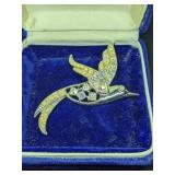 Vintage  Sara Coventry Bird Brooch in Blue