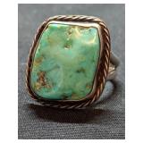 Silver Turquoise Ring Sz 8