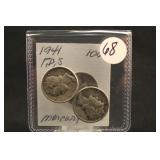 1941 P,D,S, Mercury Silver DIme