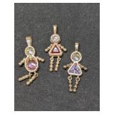 .925 Silver - Three Children Charm/Pendants