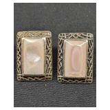 Sterling Mother of Pearl Rectangular Earrings