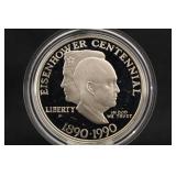 1990 U.S. Eisenhower Centennial Silver Dollar