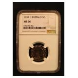 1938-D NGC MS66 Buffalo Nickel *Last Year