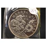 1990 Christmas Wreath 1oz .999 Silver Round