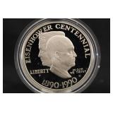 1990 U.S. Eisenhower Centennial Silver Dollar