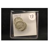 Lot of 3 Mercury Silver Dimes 1923, 1924, 1925