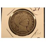 1908-O Barber Silver Half Dollar